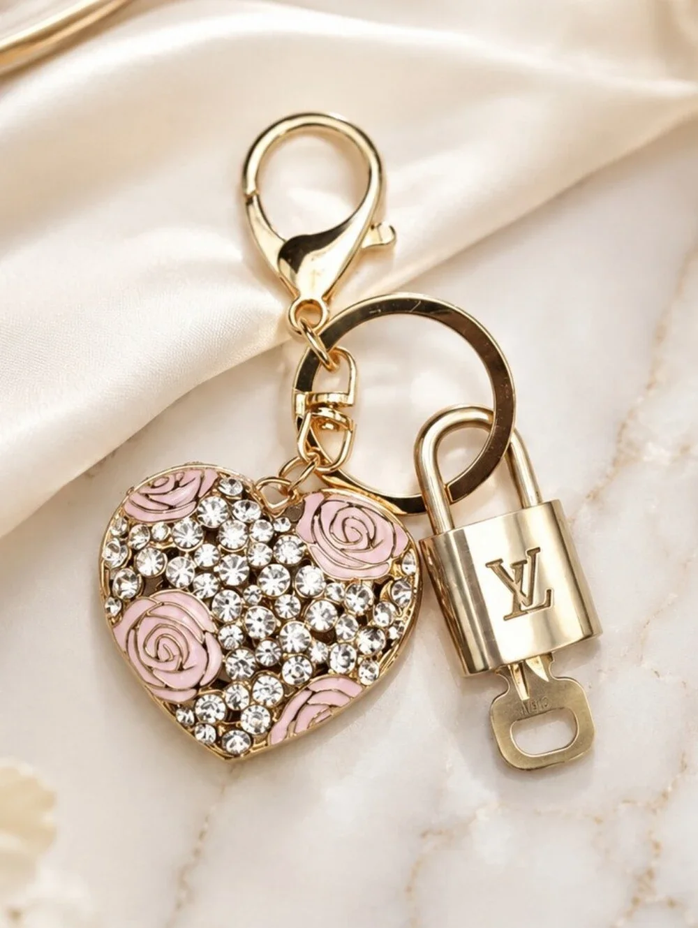 Authentic Louis Vuitton Gold Lock 🔒 Unbranded Heart Keychain Bag Charm LV